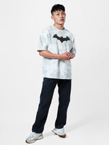 Men's Grey Casual Printed Oversized Fit Half Sleeves Tshirt