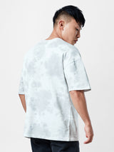 Men's Grey Casual Printed Oversized Fit Half Sleeves Tshirt