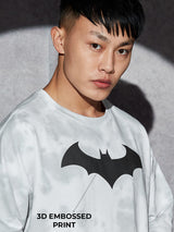 Men's Grey Casual Printed Oversized Fit Half Sleeves Tshirt