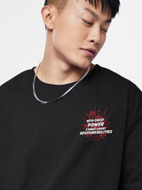 Men's Black Casual Graphic Half Sleeves Tshirt