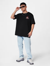 Men's Black Casual Graphic Half Sleeves Tshirt