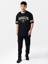 Men's Black Casual Printed Oversized Fit Half Sleeves Tshirt