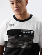 Men's Black Casual Printed Oversized Fit Half Sleeves Tshirt