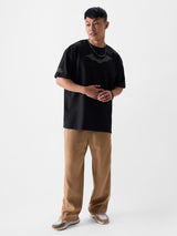 Men's Black Casual Printed Oversized Fit Half Sleeves Tshirt