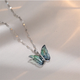 Women's Vibrant Blue Silver Winged Beauty Necklace