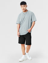 Men's Grey Casual Solid Oversized Fit Half Sleeves Tshirt