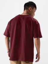 Men's Red Casual Solid Oversized Fit Half Sleeves Tshirt