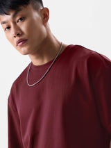 Men's Red Casual Solid Oversized Fit Half Sleeves Tshirt