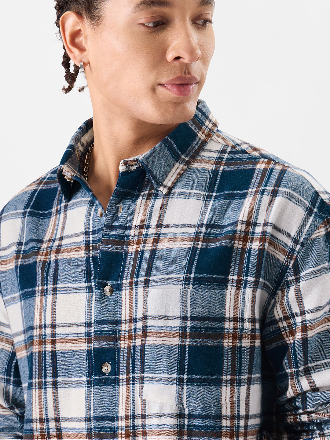 Men's Blue Casual Checkered Regular Fit Full Sleeves Shirt