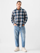 Men's Blue Casual Checkered Regular Fit Full Sleeves Shirt