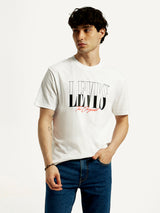 Mens Half Sleeves White Graphics Slim Fit Tshirt