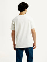 Mens Half Sleeves White Graphics Slim Fit Tshirt
