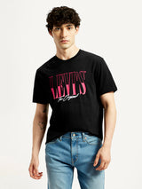 Mens Half Sleeves Black Graphics Slim Fit Tshirt