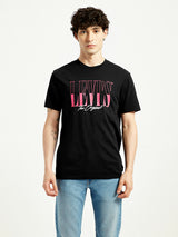 Mens Half Sleeves Black Graphics Slim Fit Tshirt