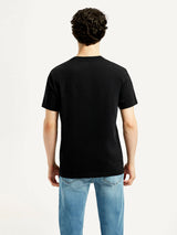 Mens Half Sleeves Black Graphics Slim Fit Tshirt