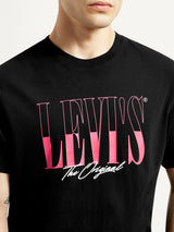 Mens Half Sleeves Black Graphics Slim Fit Tshirt
