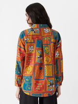 Women's Multicolor Casual Oversized Fit Printed Full Sleeves Shirt