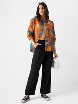 Women's Multicolor Casual Oversized Fit Printed Full Sleeves Shirt