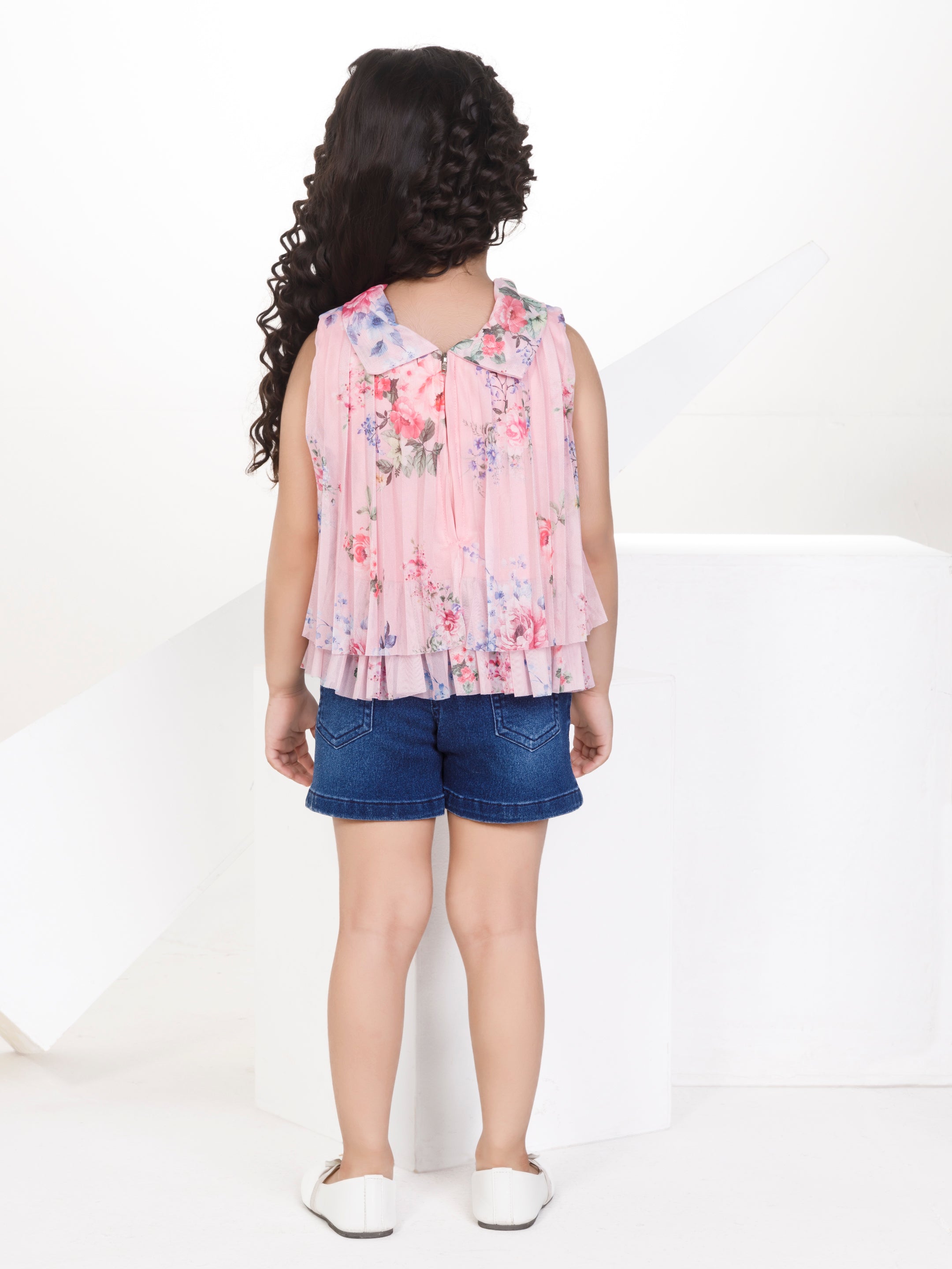 Girls Mid Thigh Length Semi Party Shorts Set