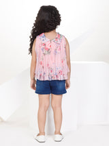 Girls Mid Thigh Length Semi Party Shorts Set