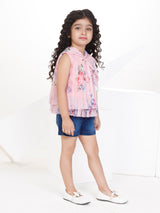 Girls Mid Thigh Length Semi Party Shorts Set