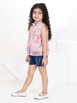 Girls Mid Thigh Length Semi Party Shorts Set