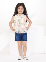 Girls Mid Thigh Length Semi Party Shorts Set