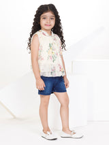 Girls Mid Thigh Length Semi Party Shorts Set