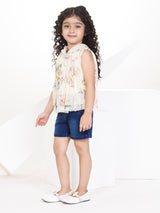 Girls Mid Thigh Length Semi Party Shorts Set