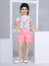 Girls Mid Thigh Length Semi Casual Shorts Set