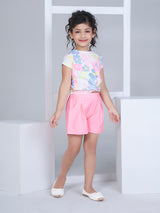 Girls Mid Thigh Length Semi Casual Shorts Set