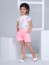 Girls Mid Thigh Length Semi Casual Shorts Set