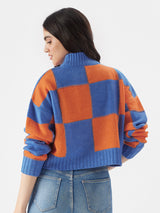 Women's Multicolor Casual Oversized Fit Colorblocked Full Sleeves Sweater