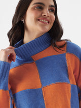 Women's Multicolor Casual Oversized Fit Colorblocked Full Sleeves Sweater