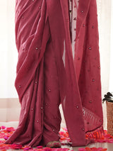 Women's Manipuri Silk Pink Embellished Designer Saree with Blouse Piece