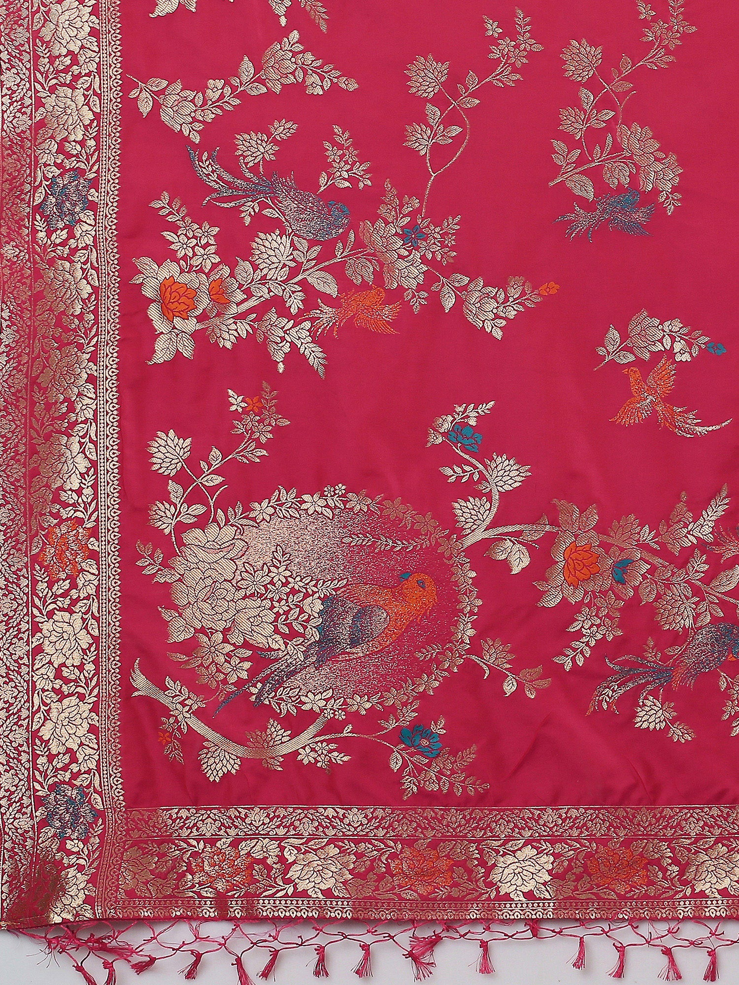 Women's Silk Blend Pink Woven Design Designer Saree with Blouse Piece