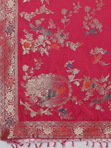 Women's Silk Blend Pink Woven Design Designer Saree with Blouse Piece