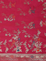 Women's Silk Blend Pink Woven Design Designer Saree with Blouse Piece