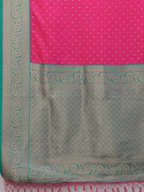 Women's Silk Blend Pink Woven Design Designer Saree with Blouse Piece