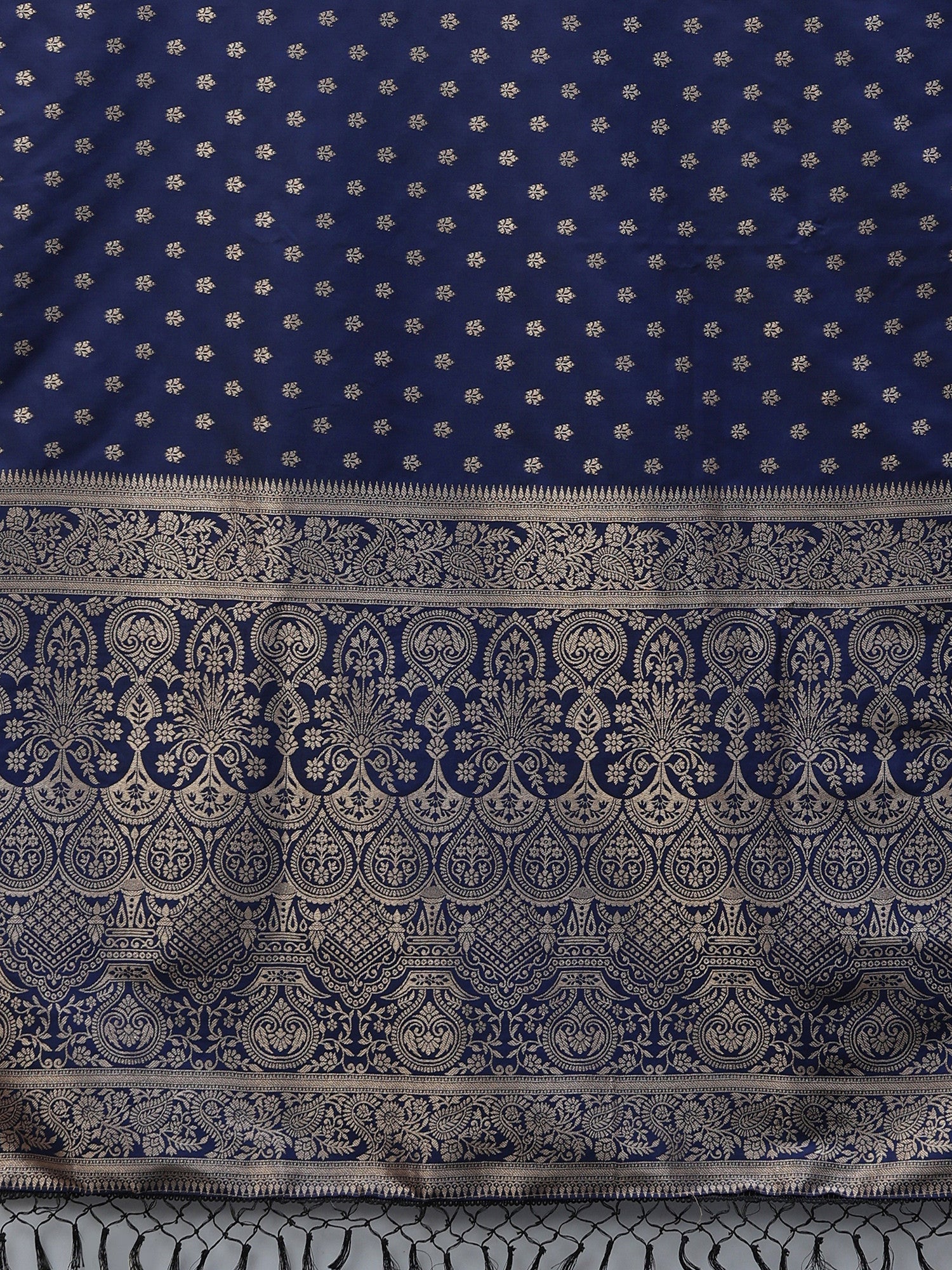 Women's Silk Blend Navy Woven Design Designer Saree with Blouse Piece