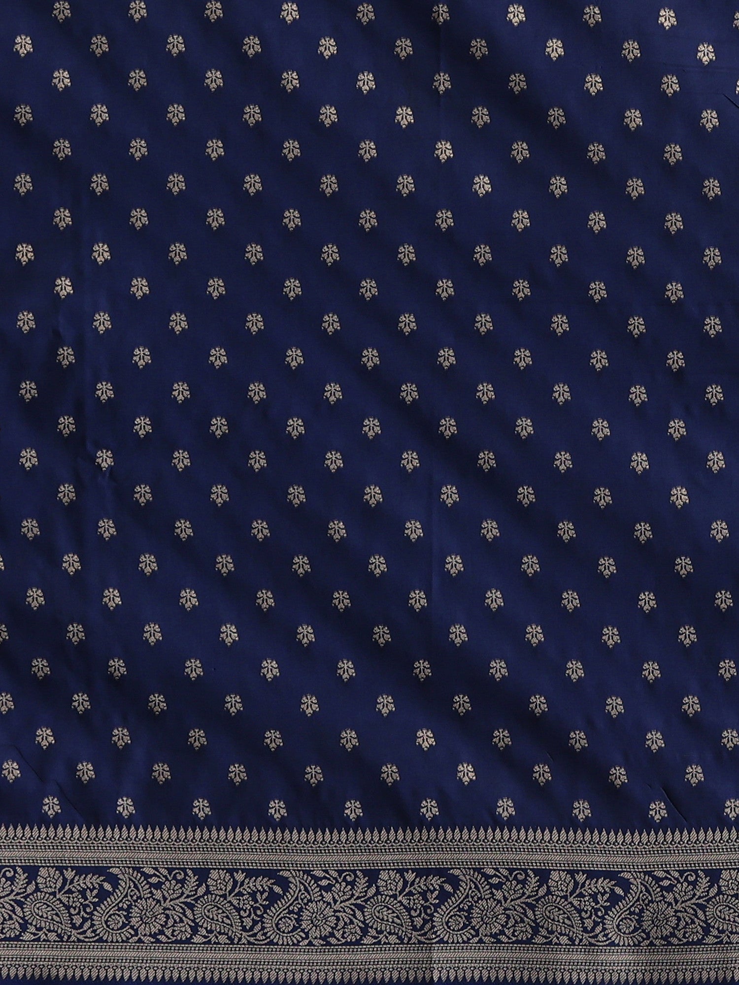 Women's Silk Blend Navy Woven Design Designer Saree with Blouse Piece