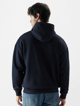 Men's Navy Solid Hooded Neck Oversized Hoodie