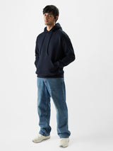 Men's Navy Solid Hooded Neck Oversized Hoodie