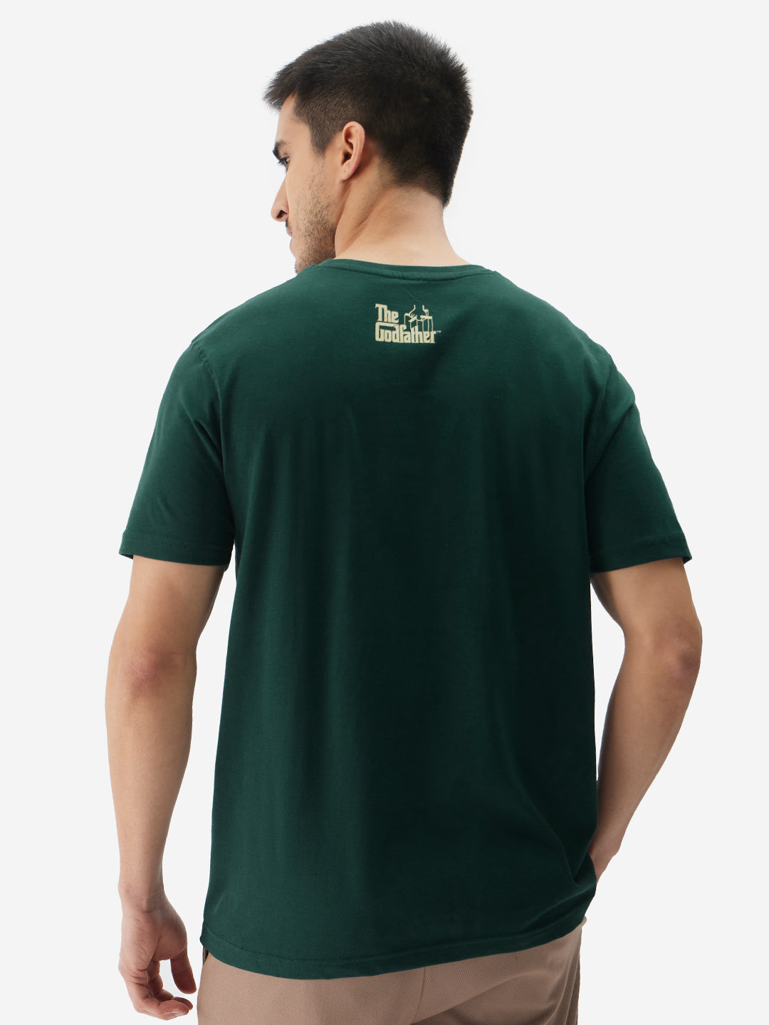 Men's Green Casual Printed Regular Fit Half Sleeves Tshirt