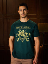 Men's Green Casual Printed Regular Fit Half Sleeves Tshirt