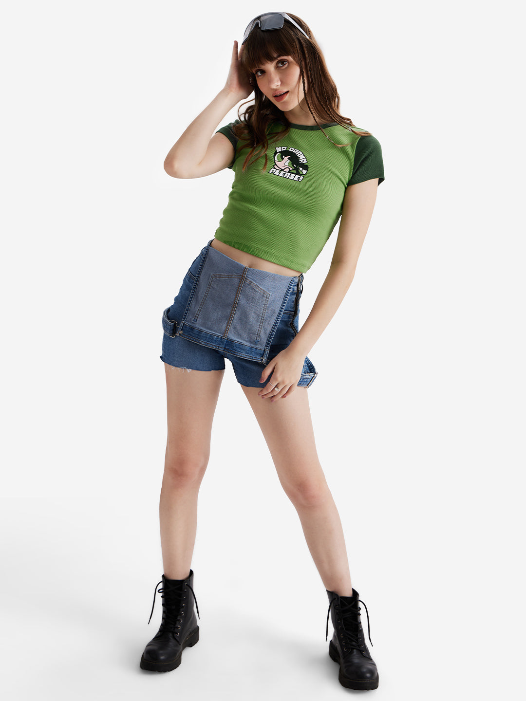Women's Green Casual Slim Fit Printed Half Sleeves Top