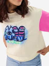 Women's White Casual Oversized Fit Printed Half Sleeves Tshirt