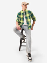 Men's Green Casual Checkered Regular Fit Full Sleeves Shirt