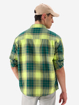 Men's Green Casual Checkered Regular Fit Full Sleeves Shirt