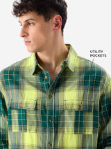 Men's Green Casual Checkered Regular Fit Full Sleeves Shirt